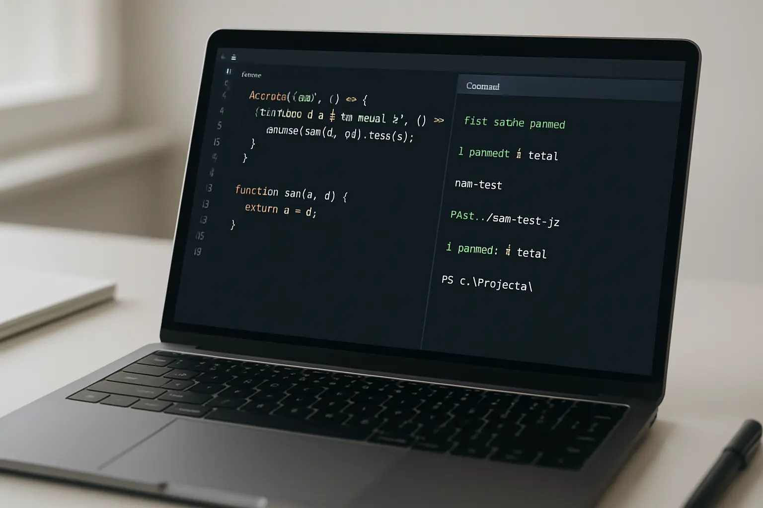 Editor de código mostrando una suite de pruebas automatizadas en verde para un capítulo de desarrollo de tesis