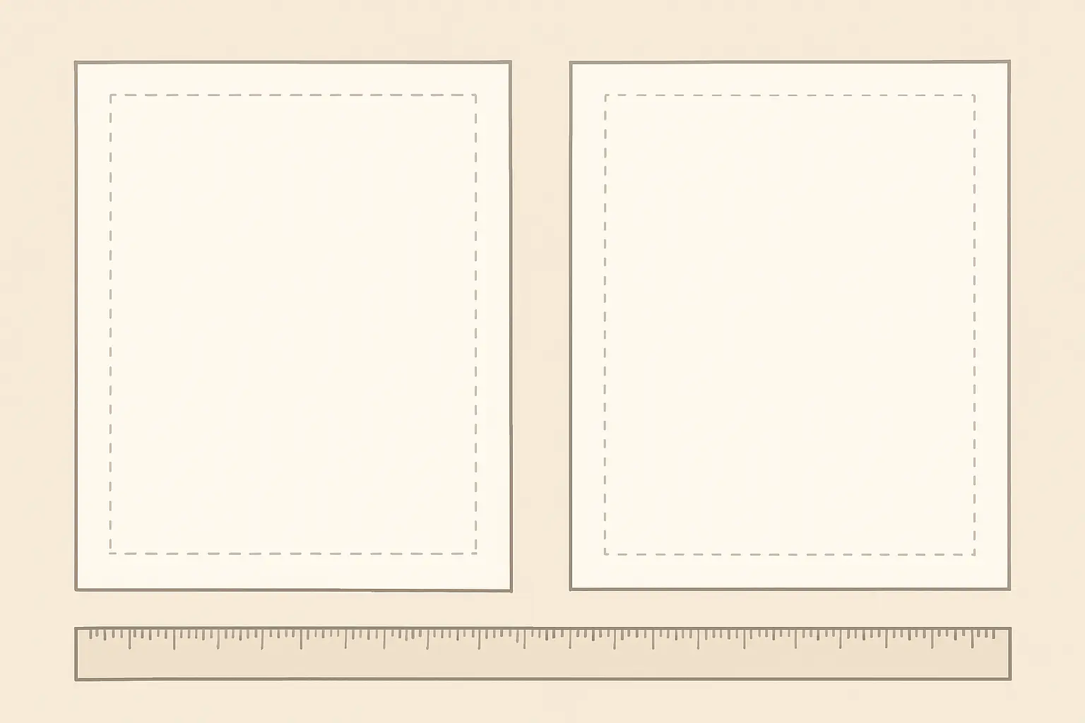 Dos hojas tamaño carta comparadas: una con márgenes de 2,54 cm en los cuatro lados y otra con margen izquierdo y superior de 4 cm