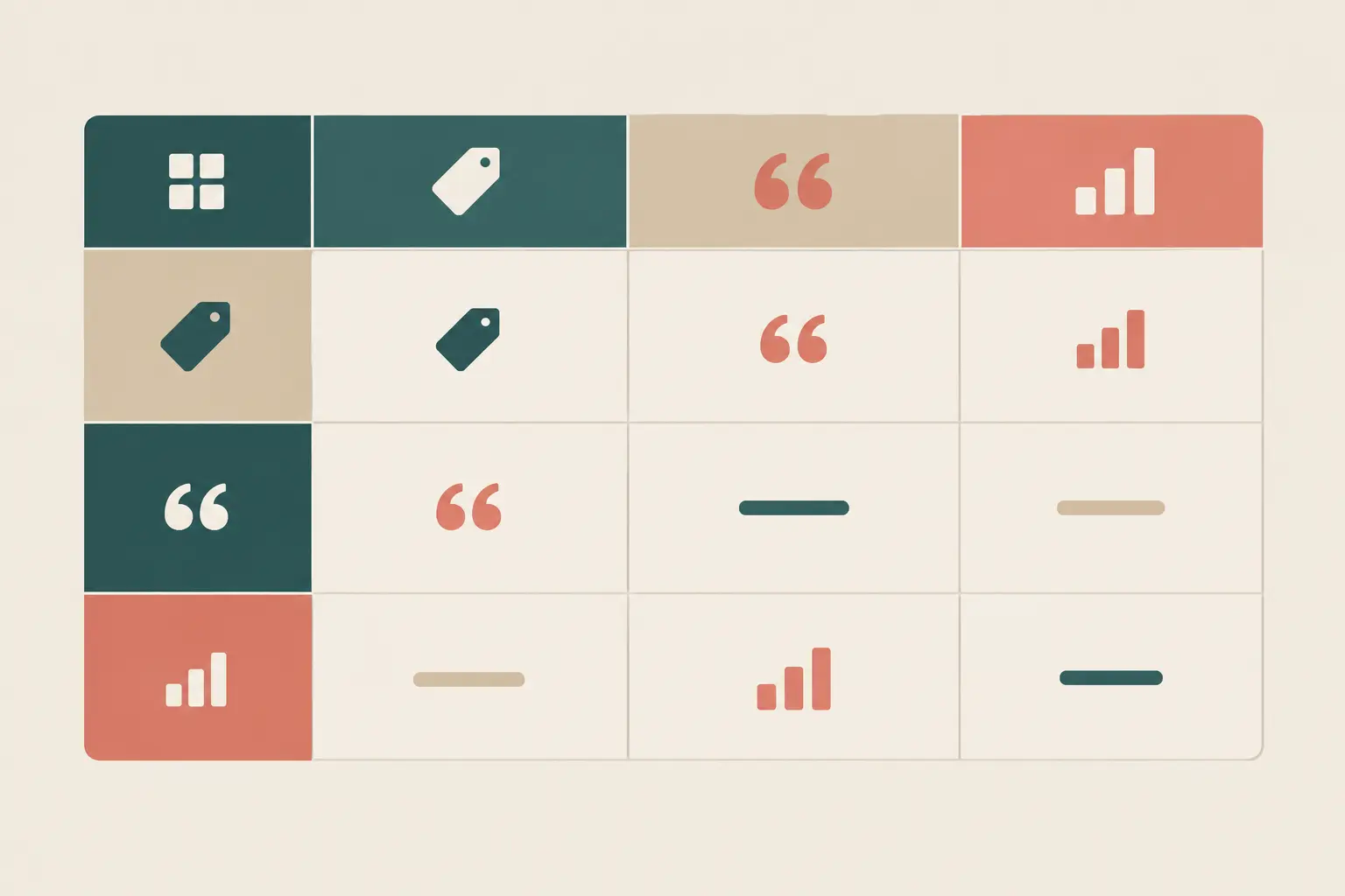 Ilustración de una matriz de categorías temáticas con citas textuales para un capítulo de resultados cualitativo