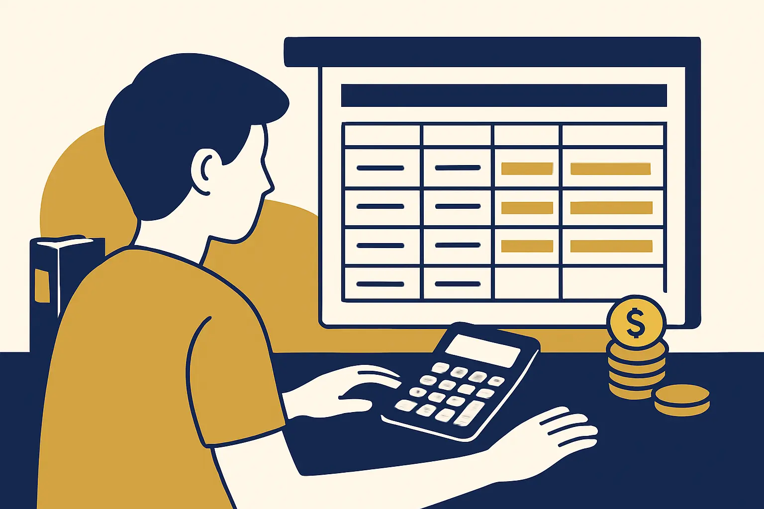 Estudiante de Contabilidad revisando un presupuesto de gastos para su tesis