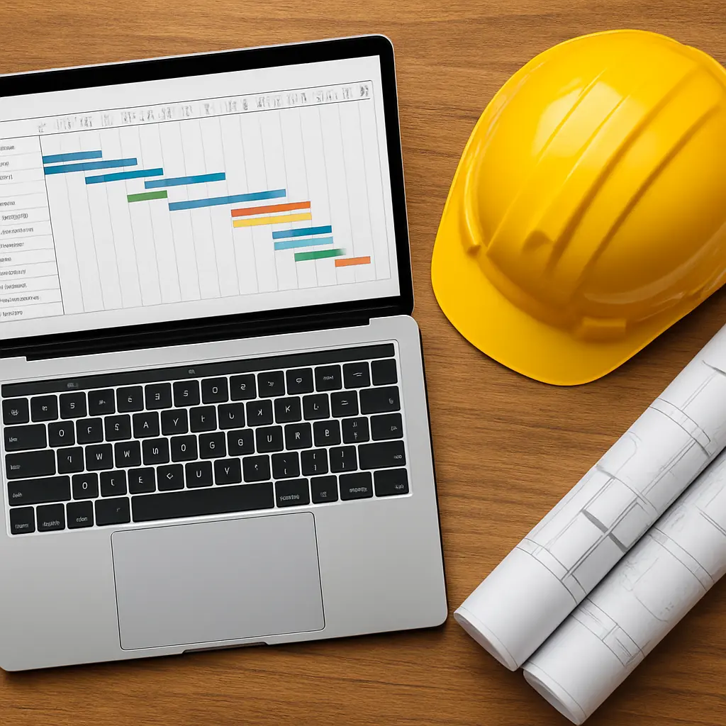 Carta Gantt de planificación de obra en software de gestión de proyecto