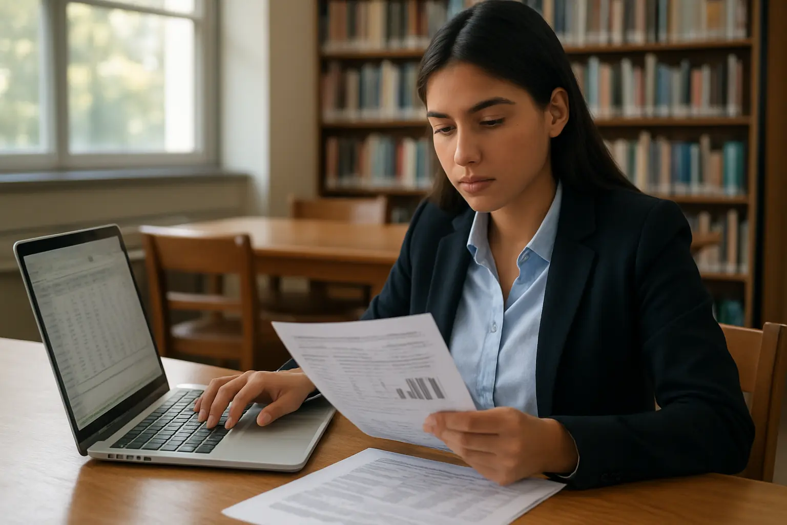 Estudiante de Administración de Empresas revisando estadísticas oficiales de organismos chilenos para elegir el tema de su memoria