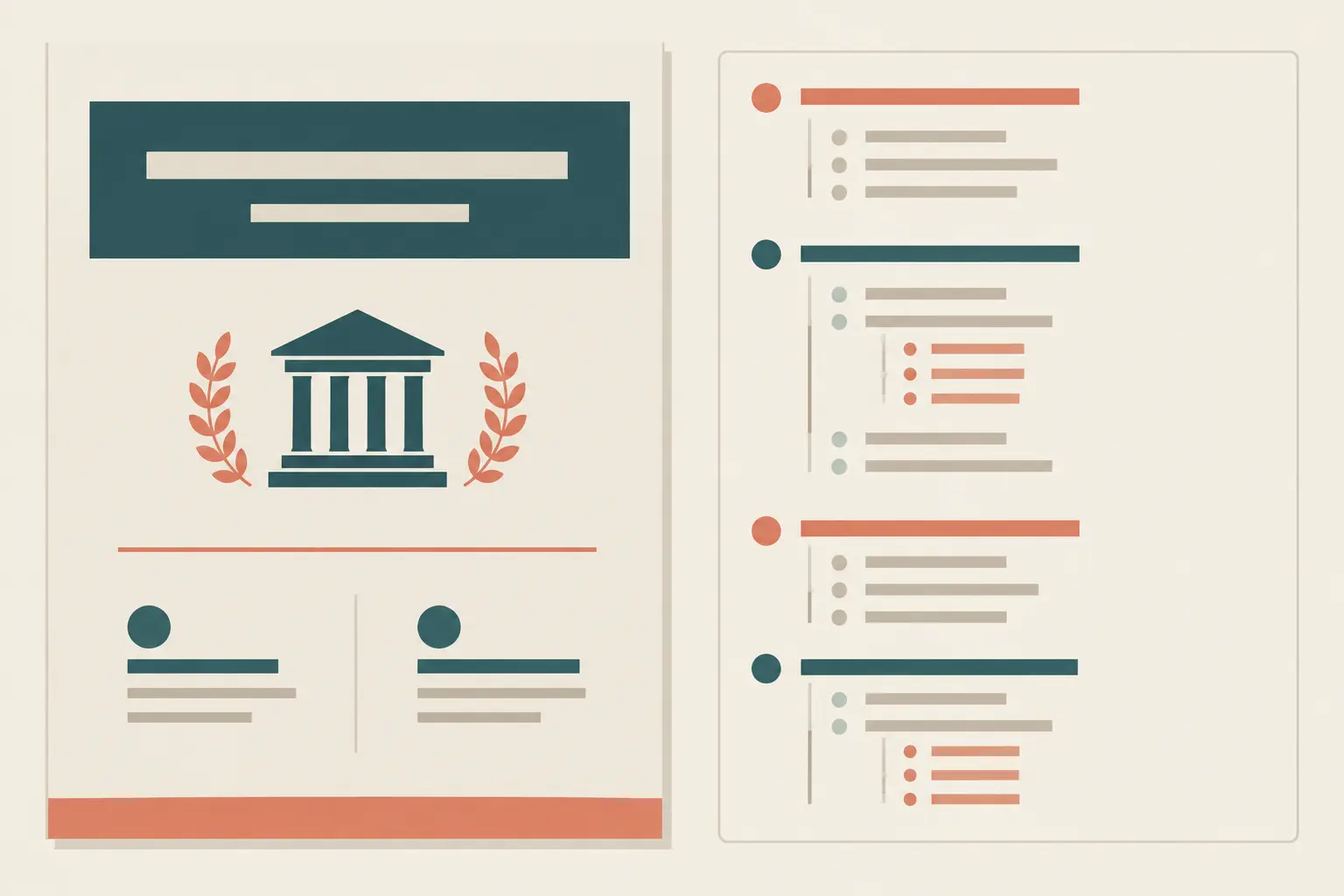 Ilustración de la estructura jerárquica de capítulos y de la portada de un trabajo de titulación universitario