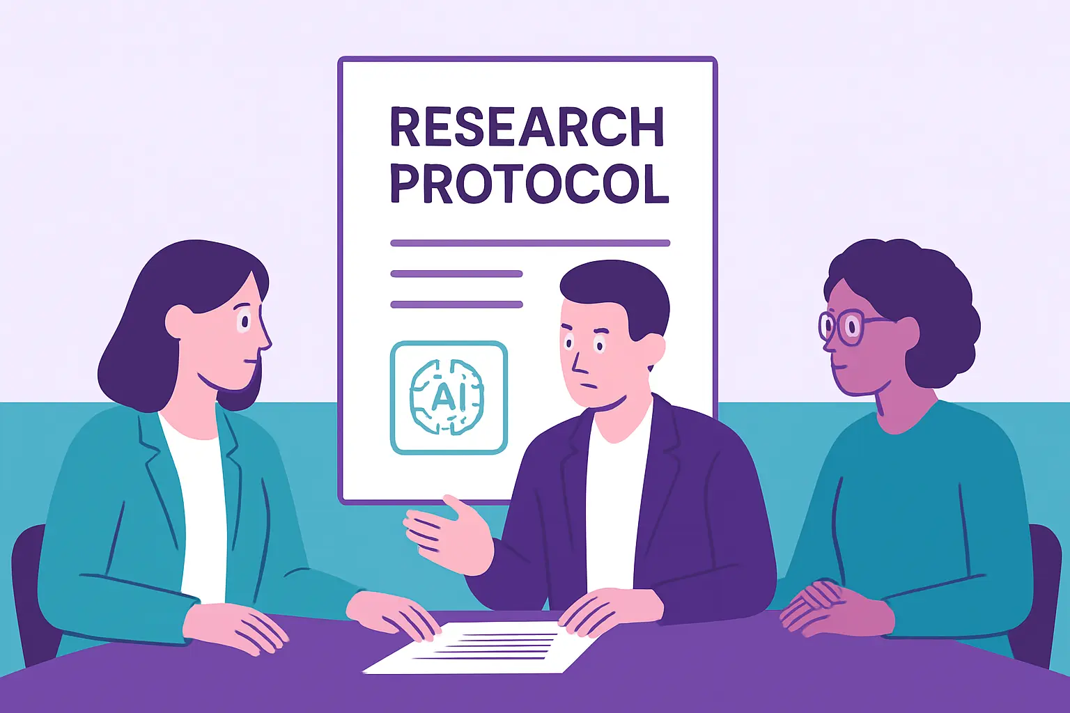 Comité de ética revisando un protocolo de investigación en Psicología que declara el uso de inteligencia artificial en el análisis de datos