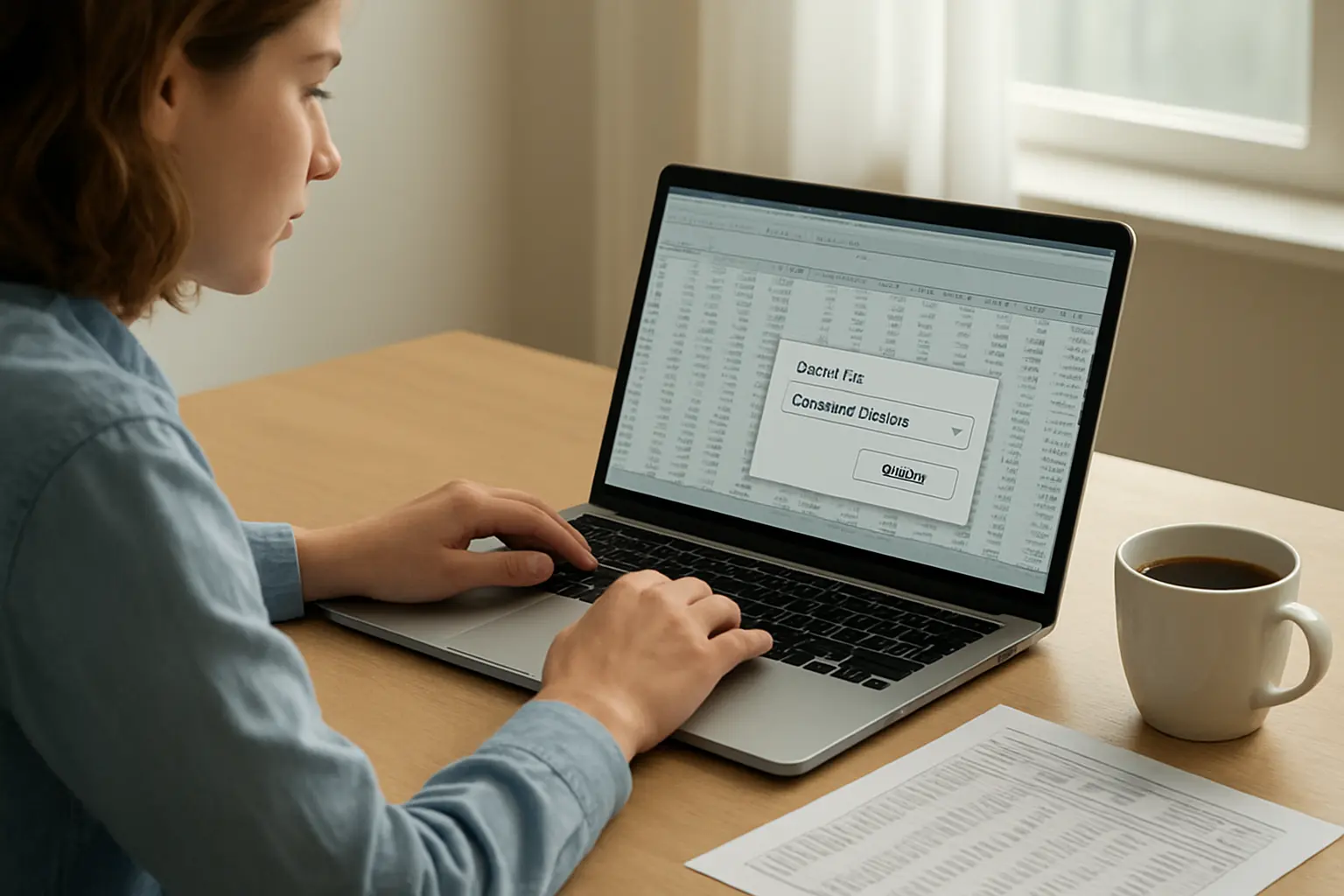 Estudiante de Contabilidad exportando una base de datos desde Excel hacia un software estadístico para su tesis